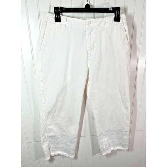 Gap Clean Out Women’s 100% Cotton Beaded White Denim Capris Size 6 Waist 30 - Picture 1 of 11